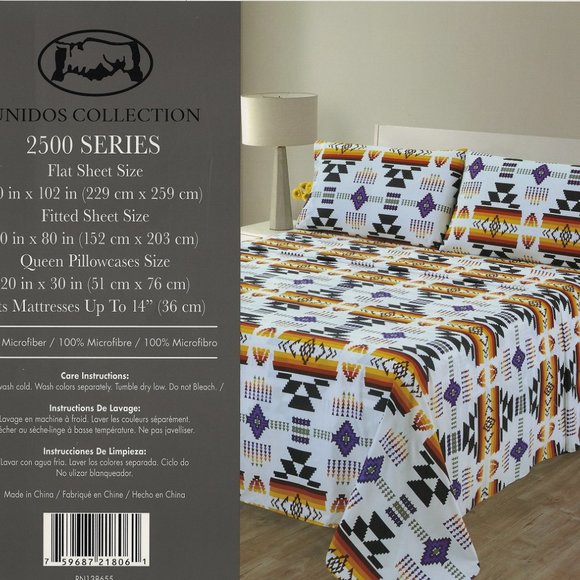 Aztec Print Bed Sheets Set 4 Piece Deep Pocket Queen & King Size bedsheets set - Picture 2 of 3